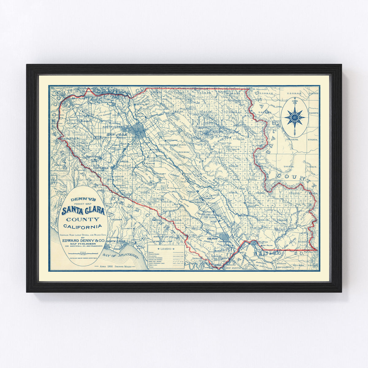 Santa Clara County Vintage Map 1913