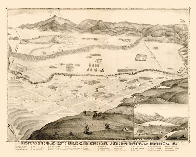 Size comparison using Vintage Map of Redlands, California 1882