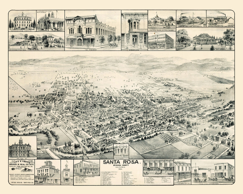 Size comparison using Vintage Map of Santa Rosa, California 1885
