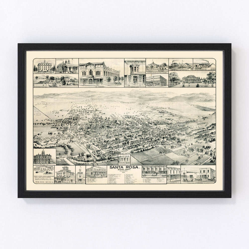 Santa Rosa Vintage Map 1885