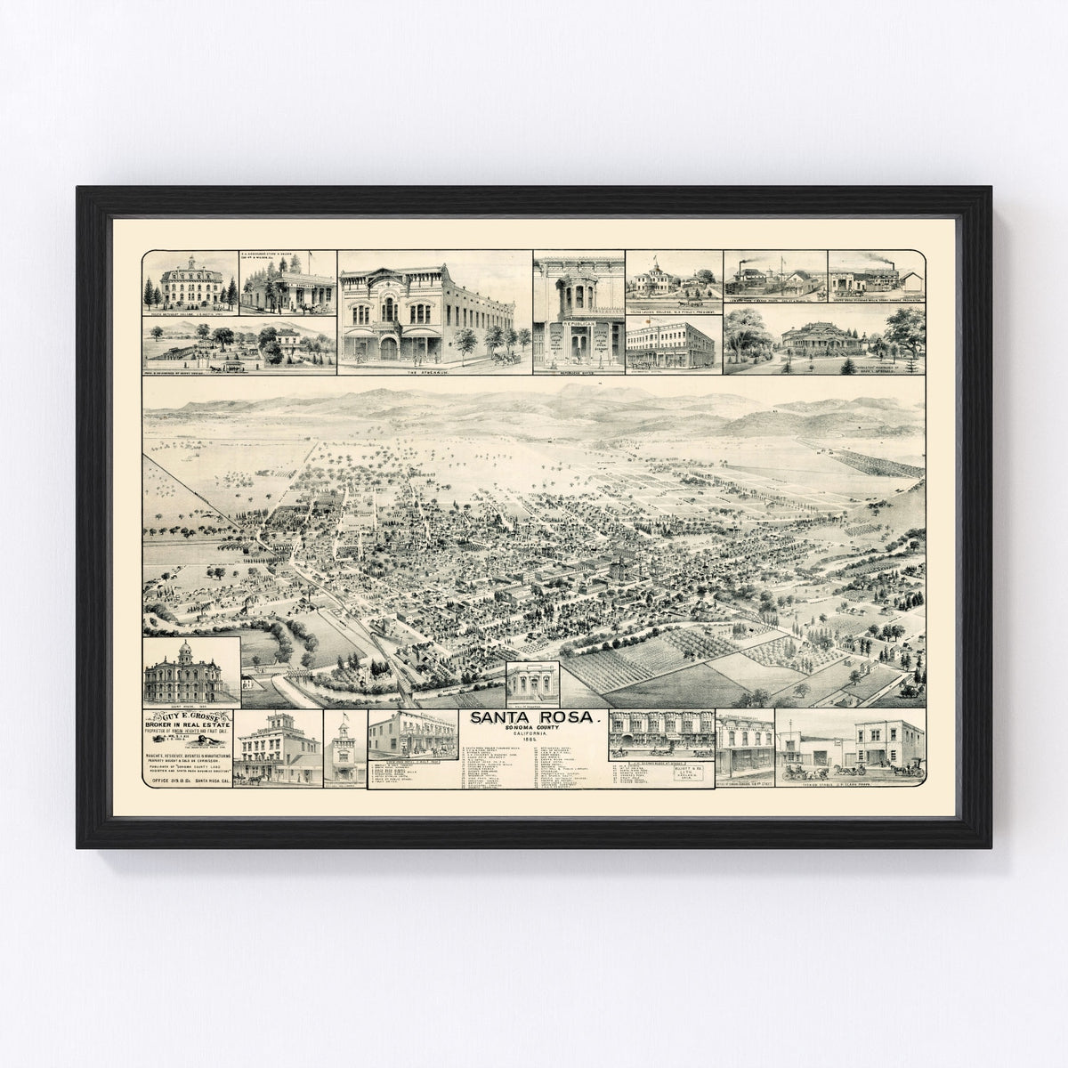 Santa Rosa Vintage Map 1885