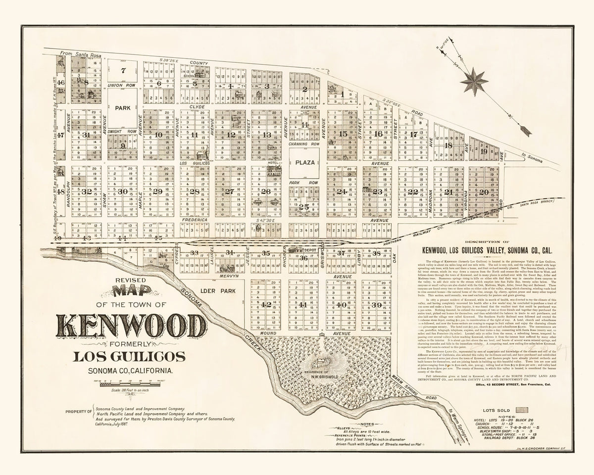 Preview of Vintage Map of Kenwood, California 1887