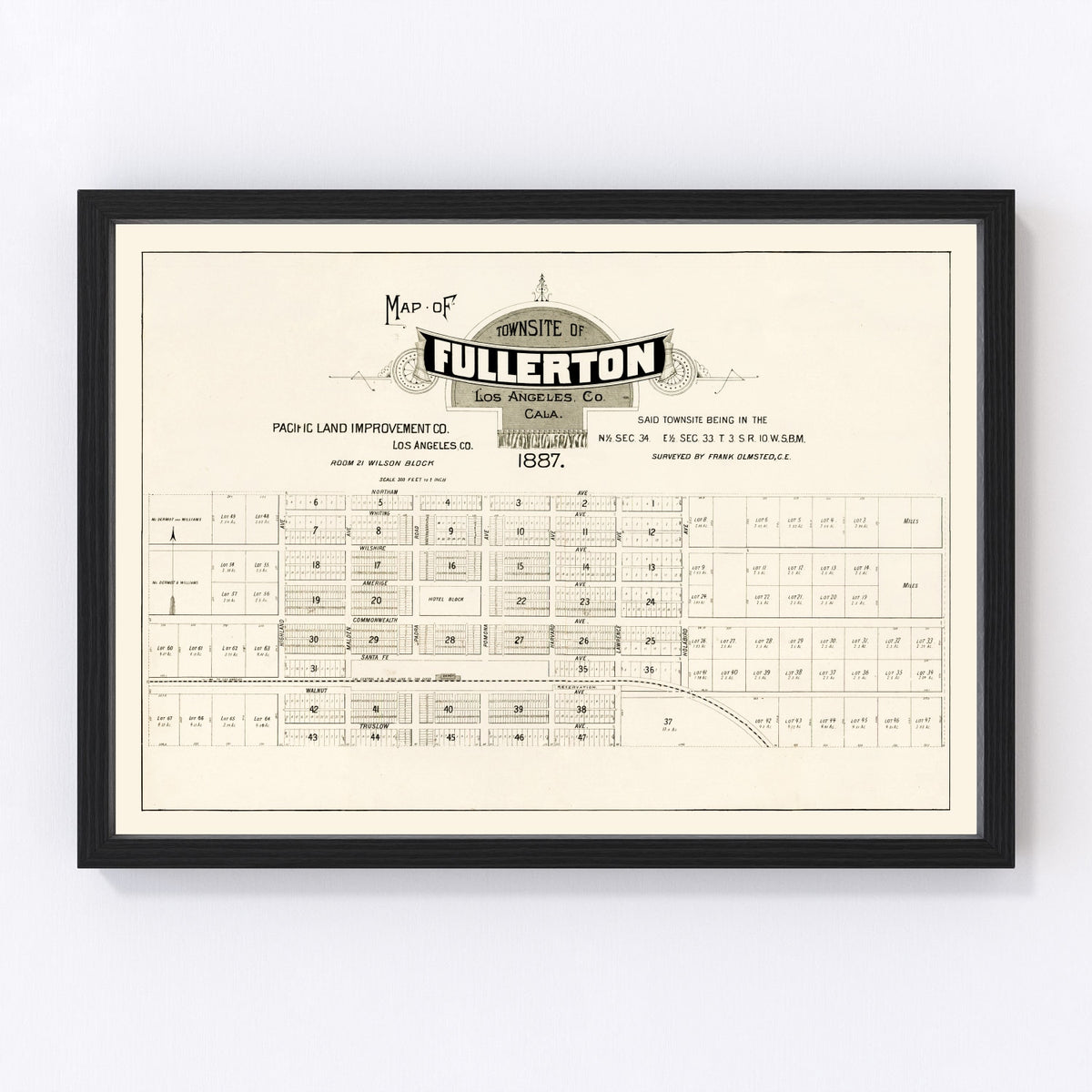 Fullerton Vintage Map 1887