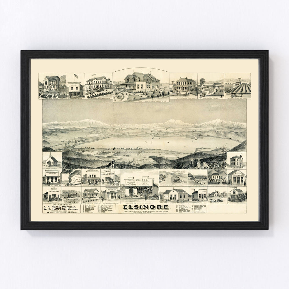 Elsinore Vintage Map 1887