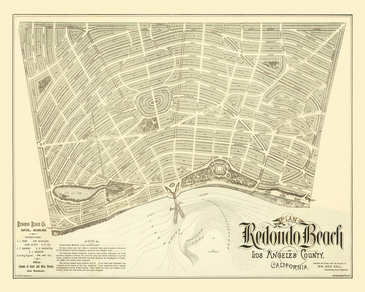 Preview of Vintage Map of Redondo Beach, California 1888
