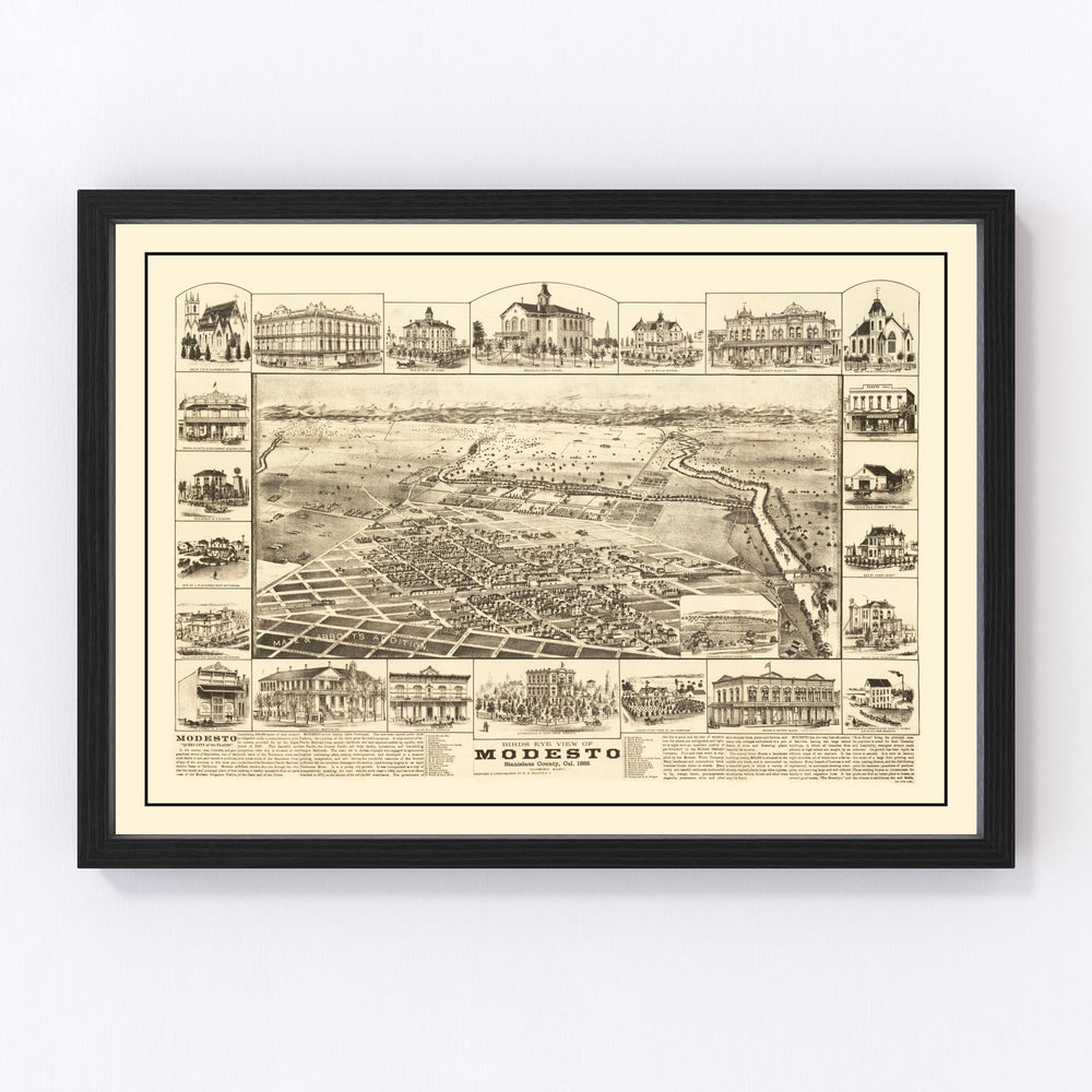 Modesto Vintage Map 1888