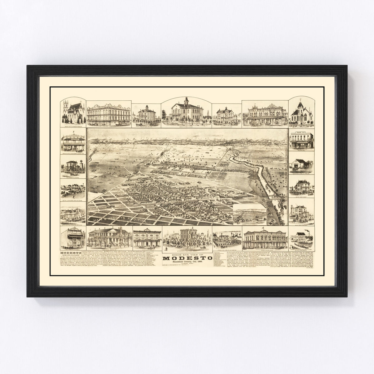 Modesto Vintage Map 1888