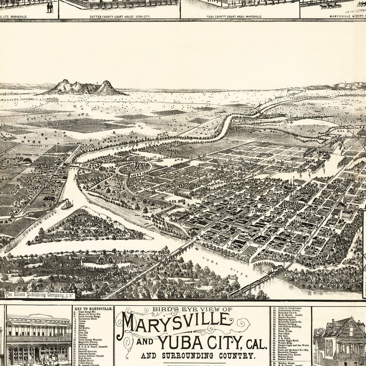 Restored historic details from the 1888 city map of Yuba, California