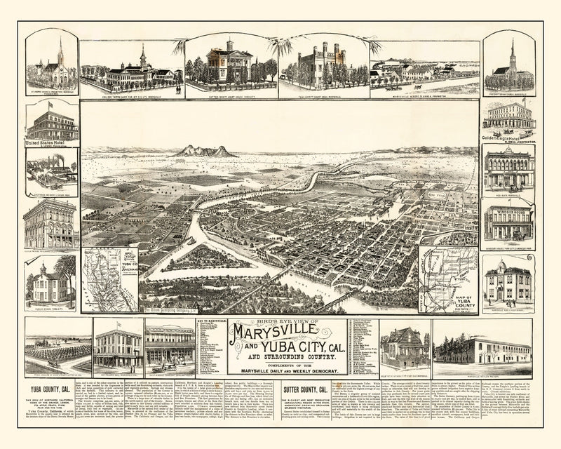 Size comparison using Vintage Map of Yuba, California 1888