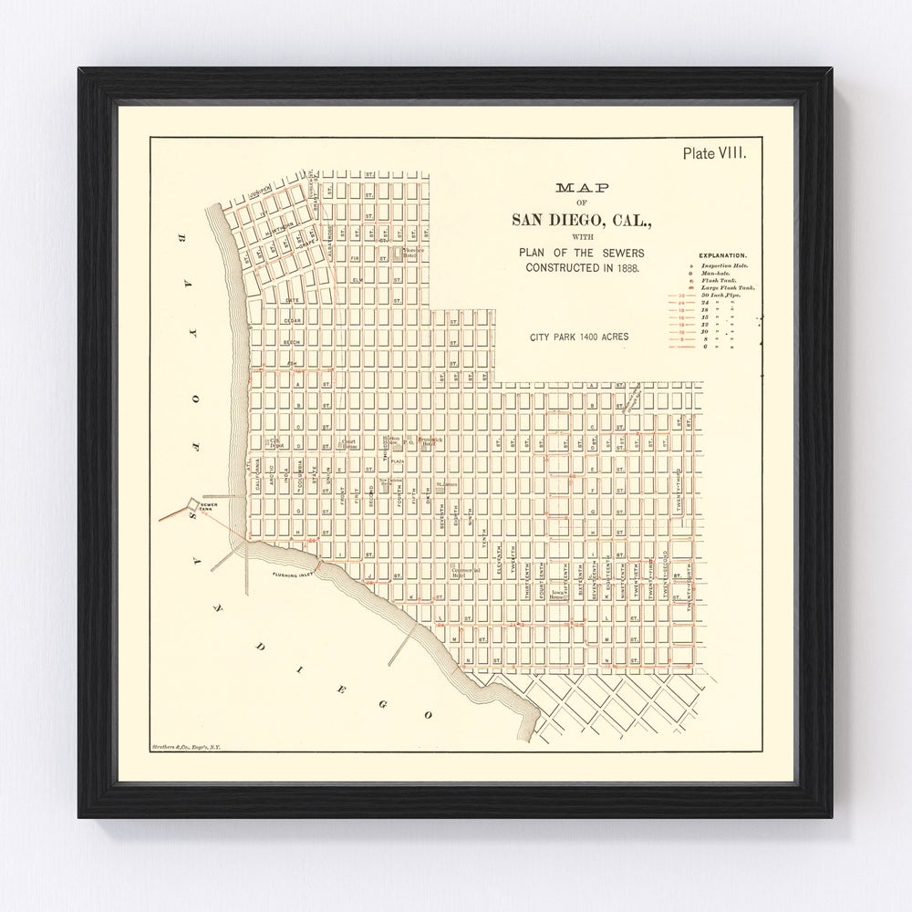 San Diego Vintage Map 1891