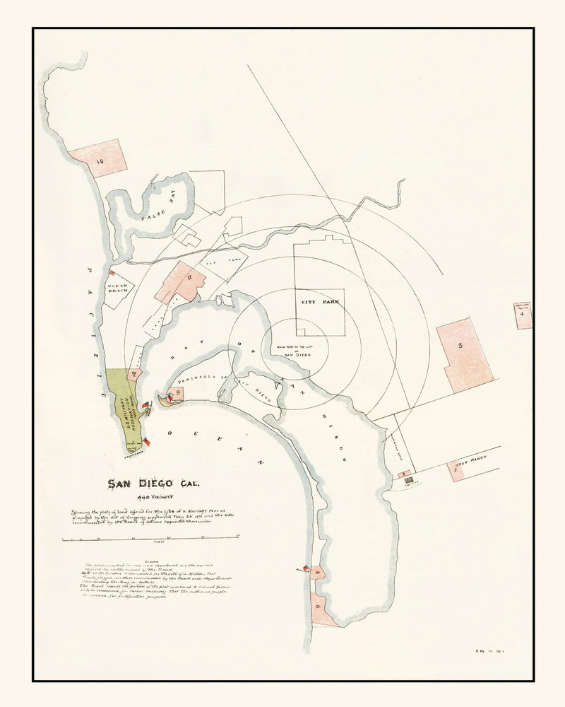 Size comparison using Vintage Map of San Diego, California 1891
