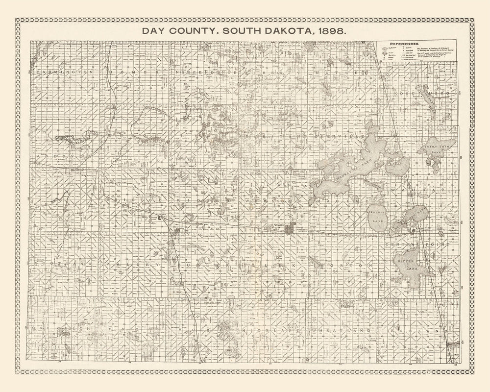 Vintage Map of Day County, South Dakota 1898 print style example
