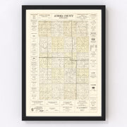 Aurora County Vintage Map 1930