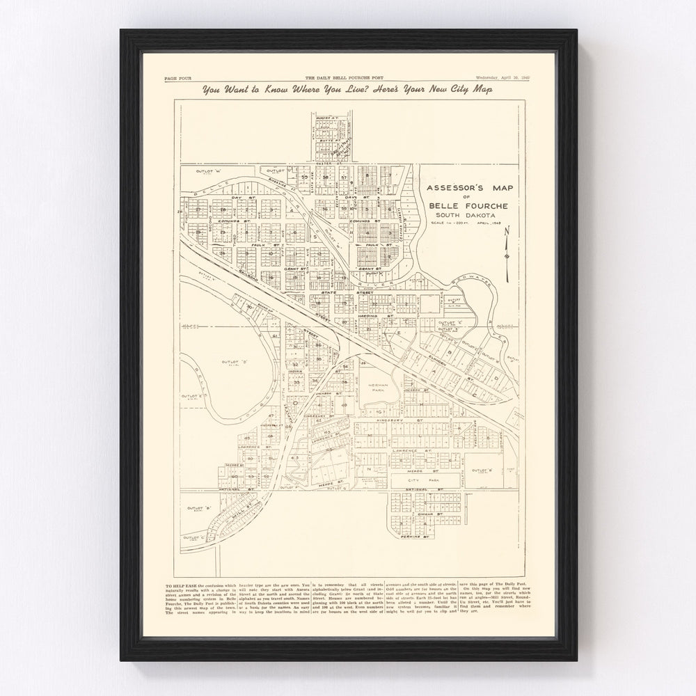 Belle Fourche Vintage Map 1949