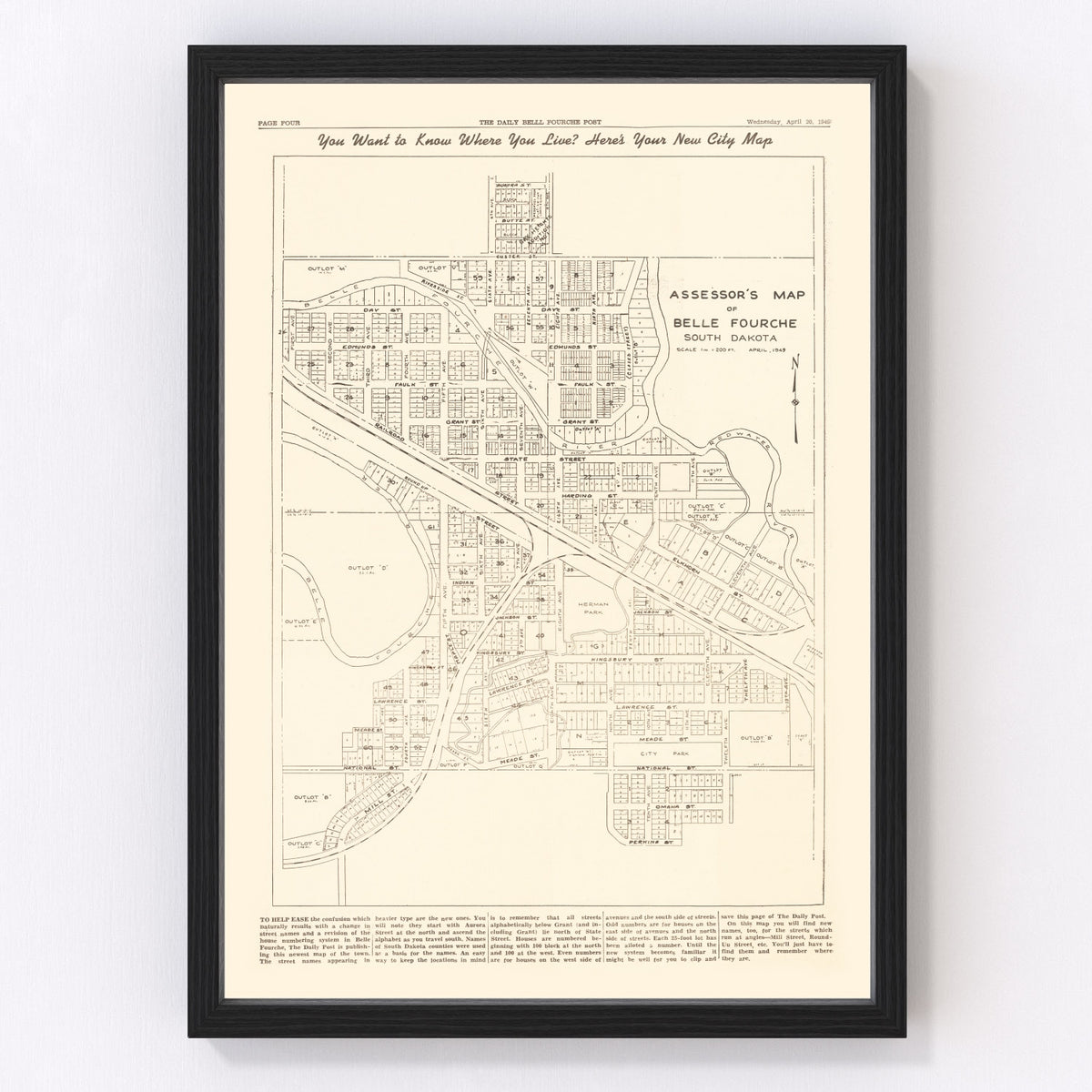Belle Fourche Vintage Map 1949