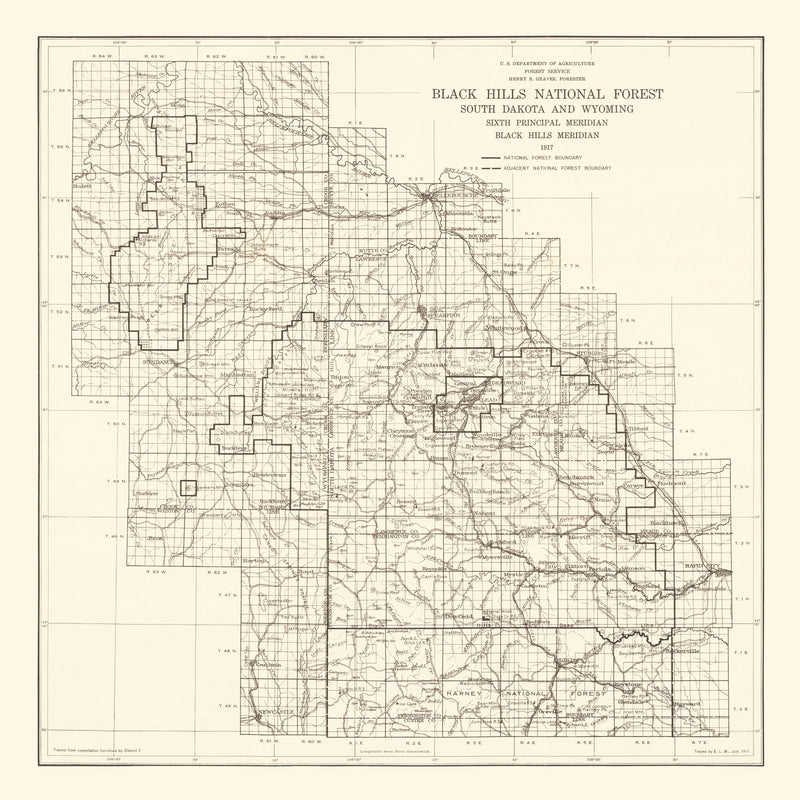 Size comparison using Vintage Black Hills National Forest Map 1917