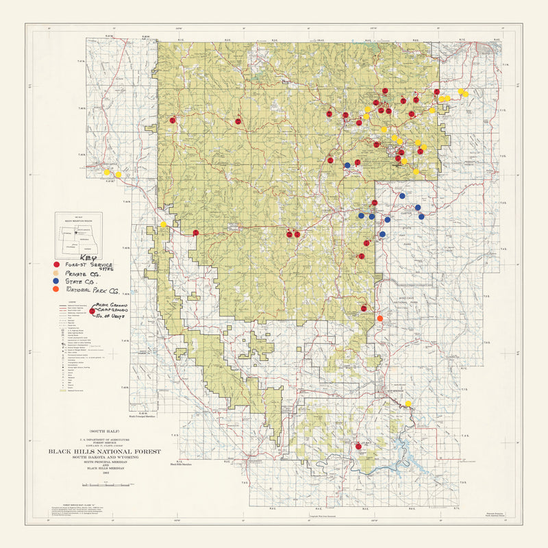 Size comparison using Vintage Black Hills National Forest Map 1962