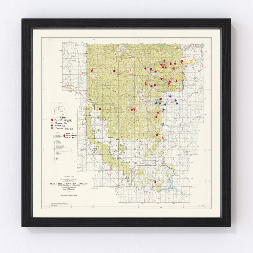 Black HIlls Vintage Map 1962