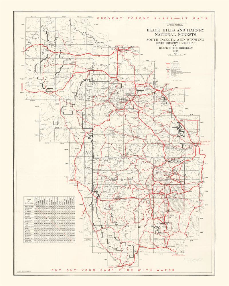 Size comparison using Vintage Black Hills & Harney National Forest Map 1934