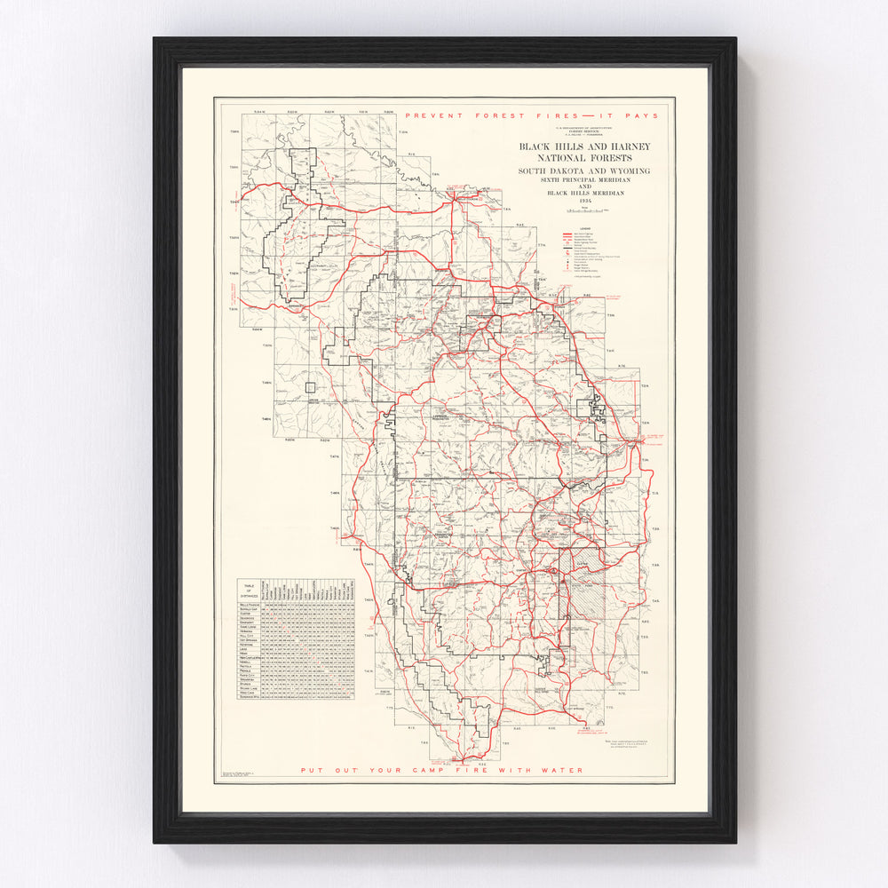 Black HIlls Vintage Map 1934