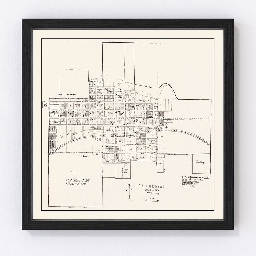 Flandreau Vintage Map 1970