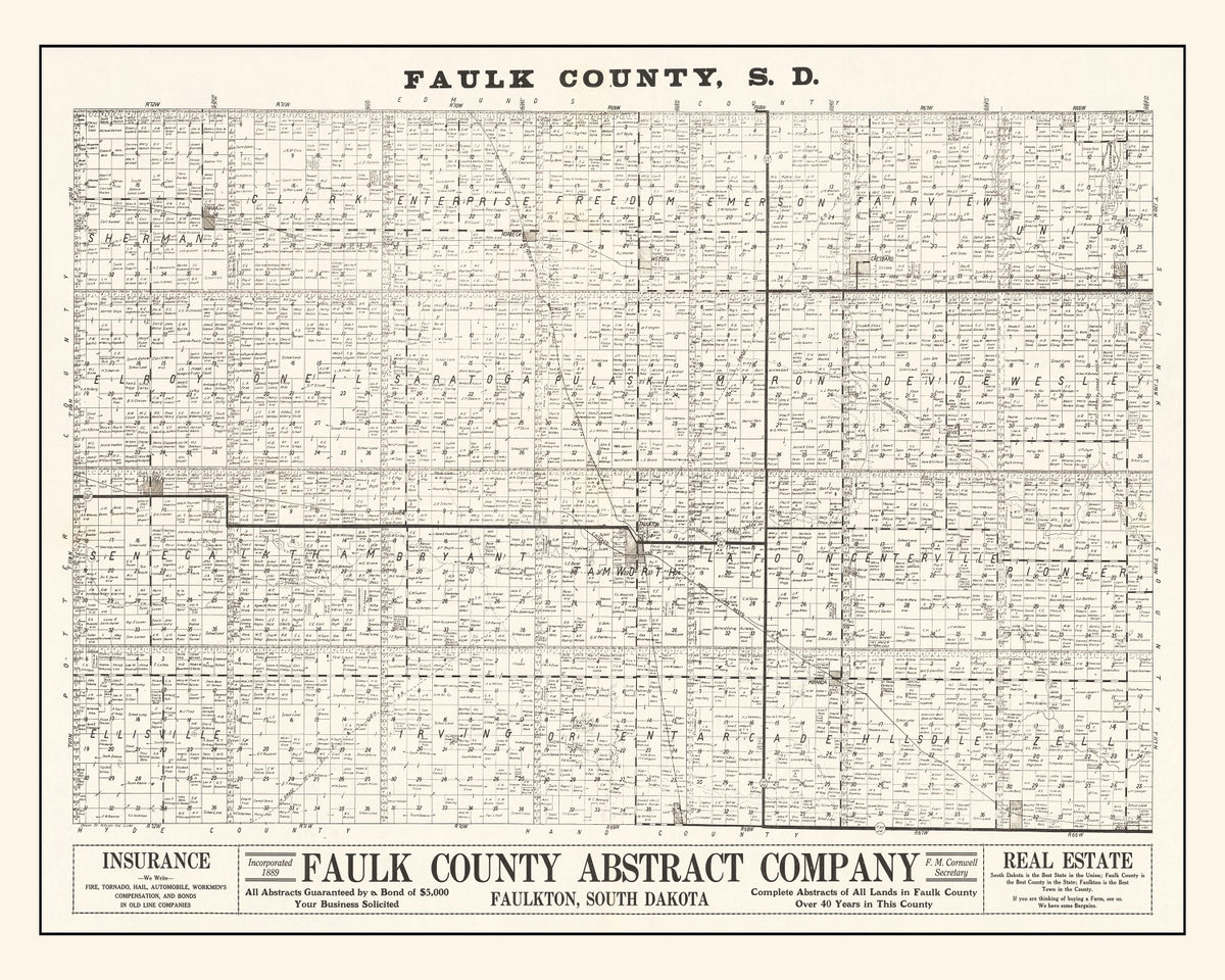 Preview of Vintage Map of Faulk County, South Dakota 1900