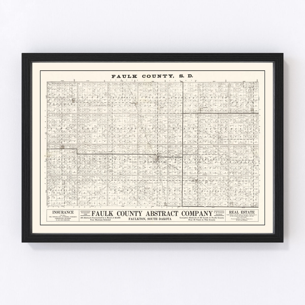 Faulk County Vintage Map 1900