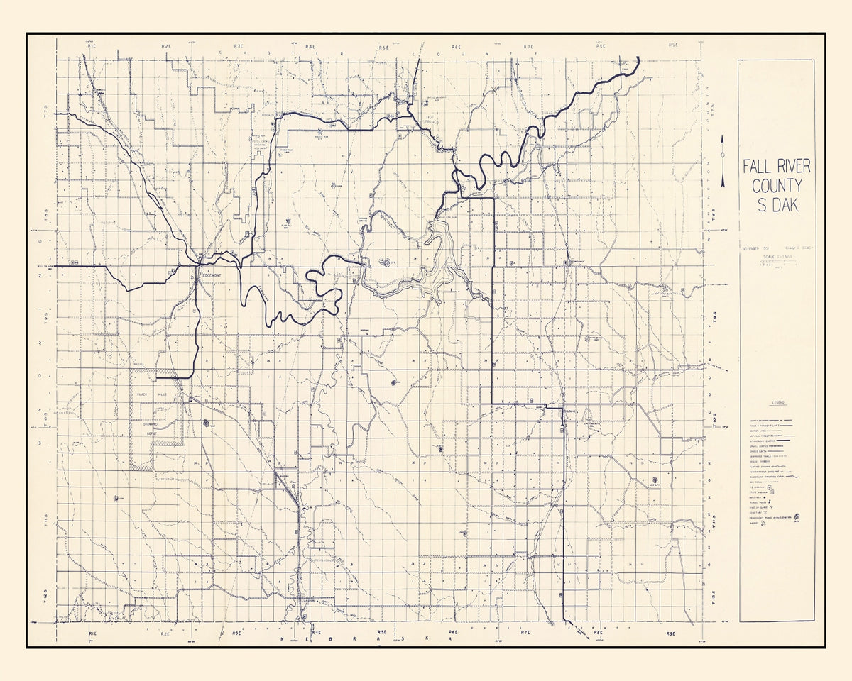 Preview of Vintage Map of Fall River County, South Dakota 1951