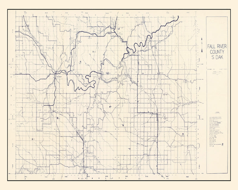 Size comparison using Vintage Map of Fall River County, South Dakota 1951