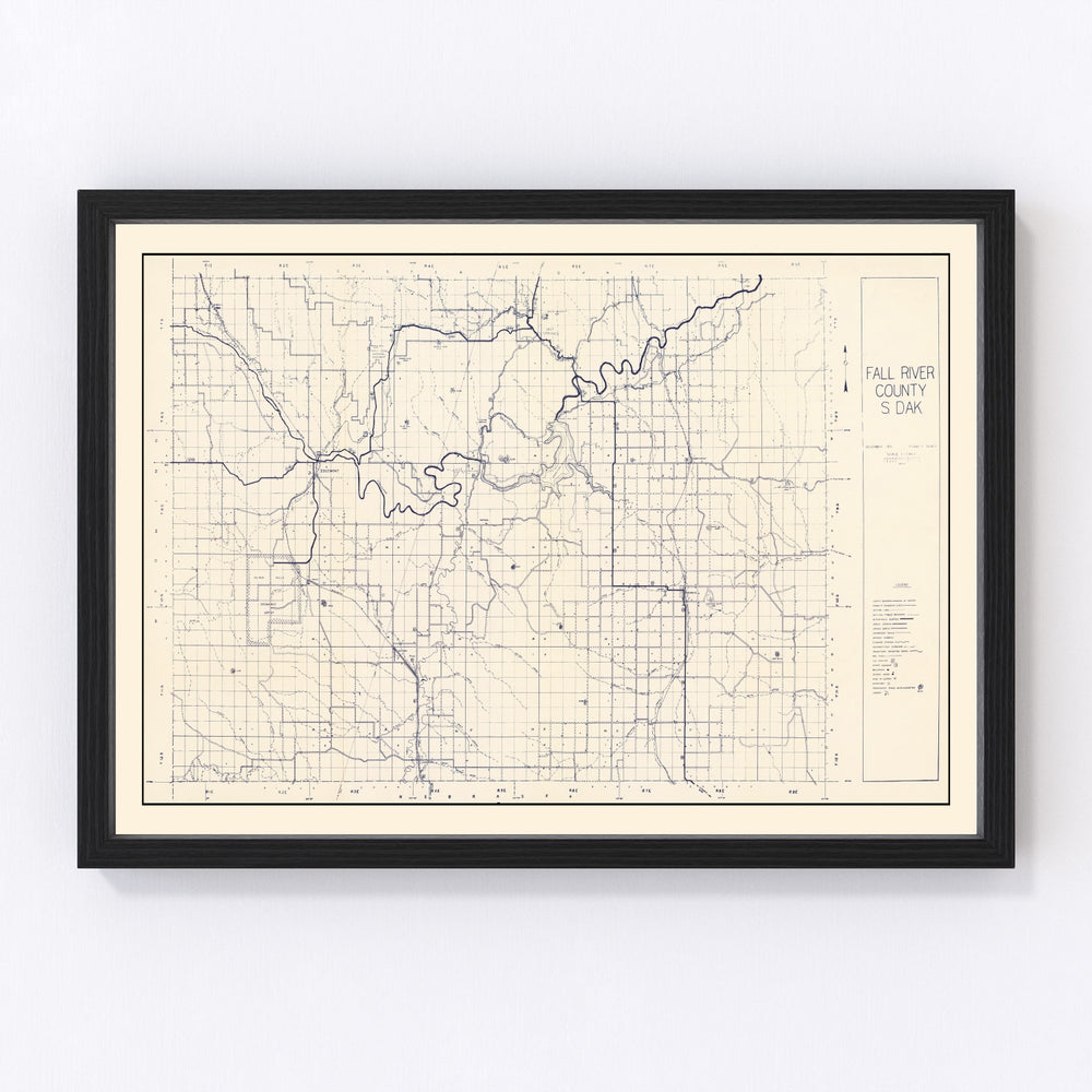 Fall River County Vintage Map 1951