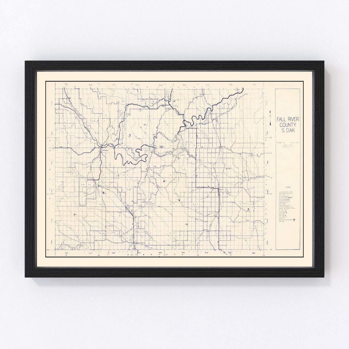 Fall River County Vintage Map 1951