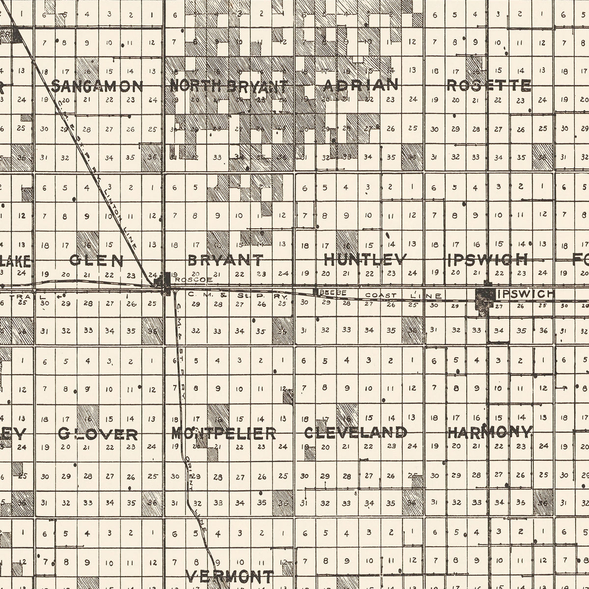 Restored historic details from the 1918 county map of Edmunds County, South Dakota