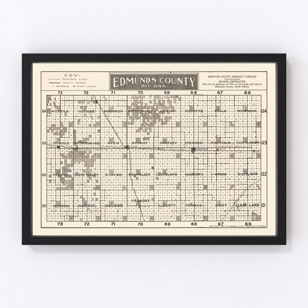 Edmunds County Vintage Map 1918