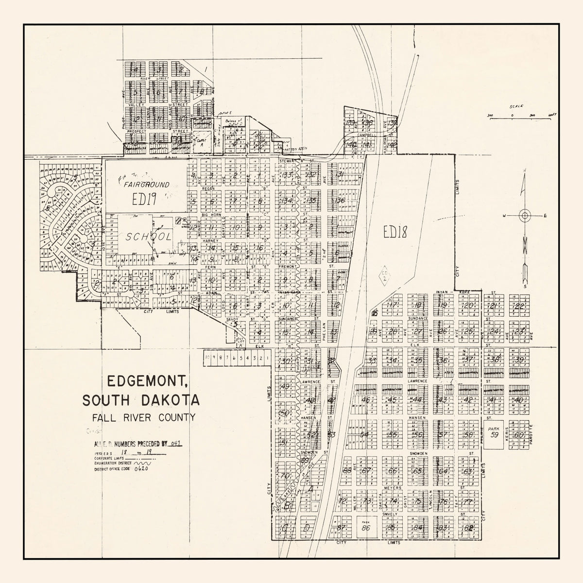 Preview of Vintage Map of Edgemont, South Dakota 1970