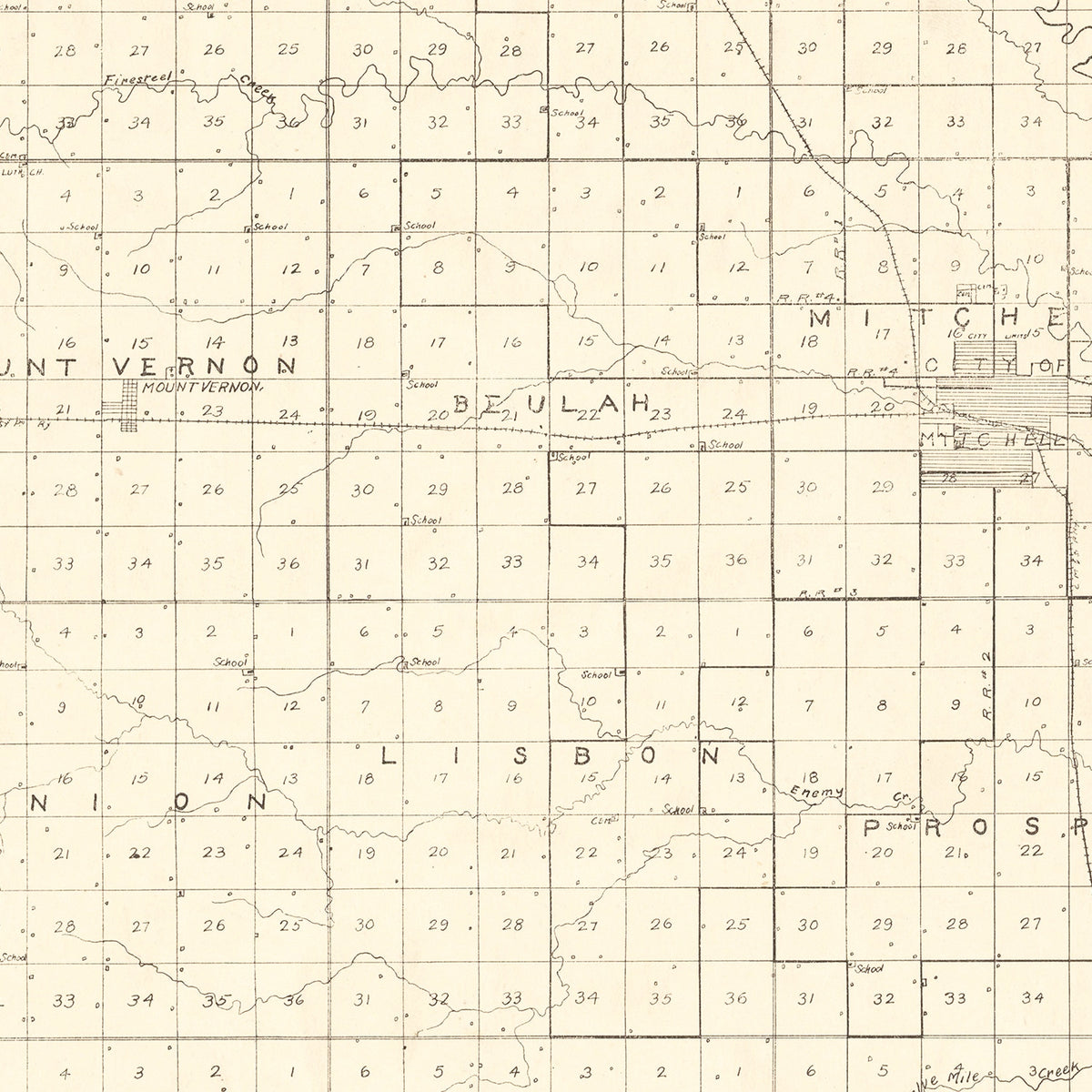 Restored historic details from the 1900 county map of Davison County, South Dakota