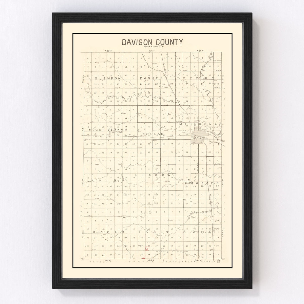 Davison County Vintage Map 1900