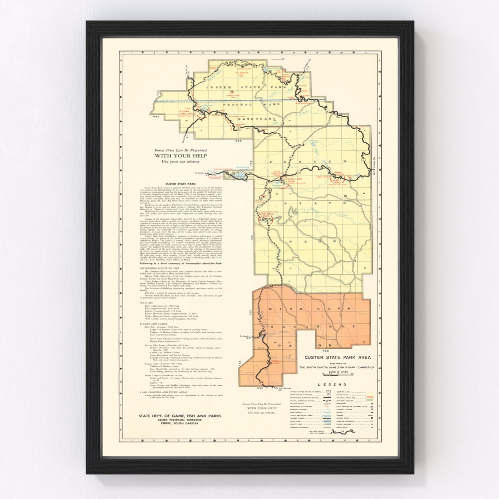 Custer State Park Vintage Map 1940