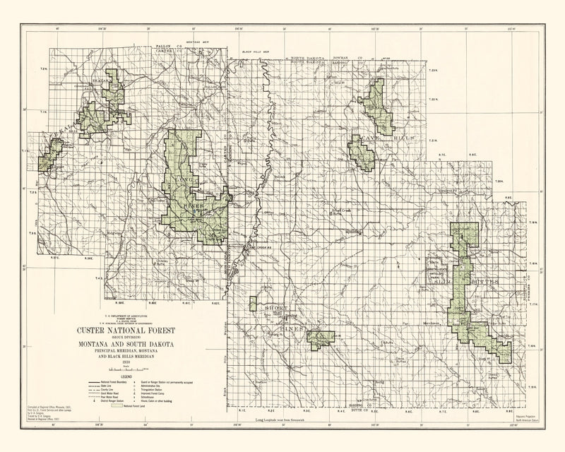 Size comparison using Vintage Custer National Forest Map 1938