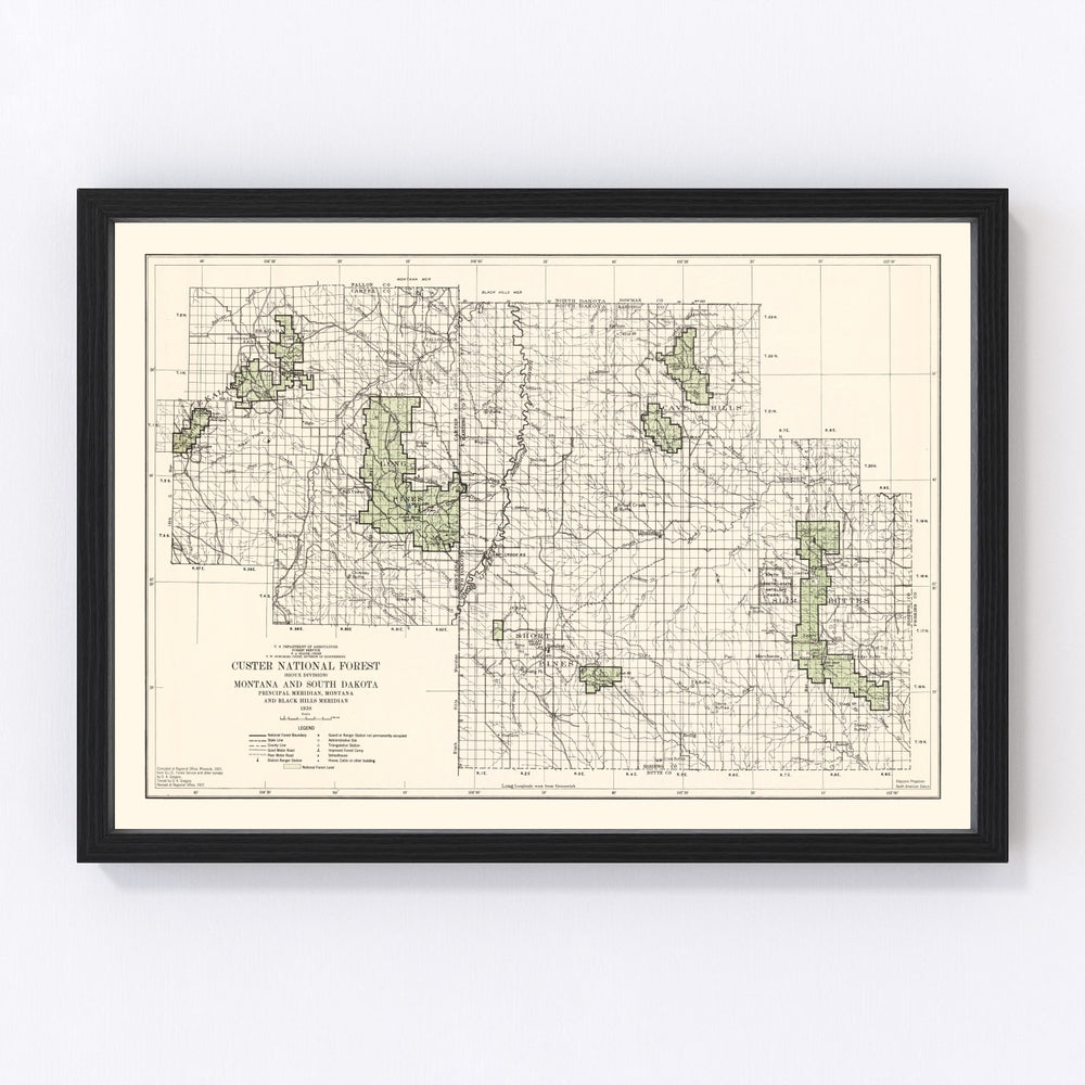 Custer National Forest Vintage Map 1938