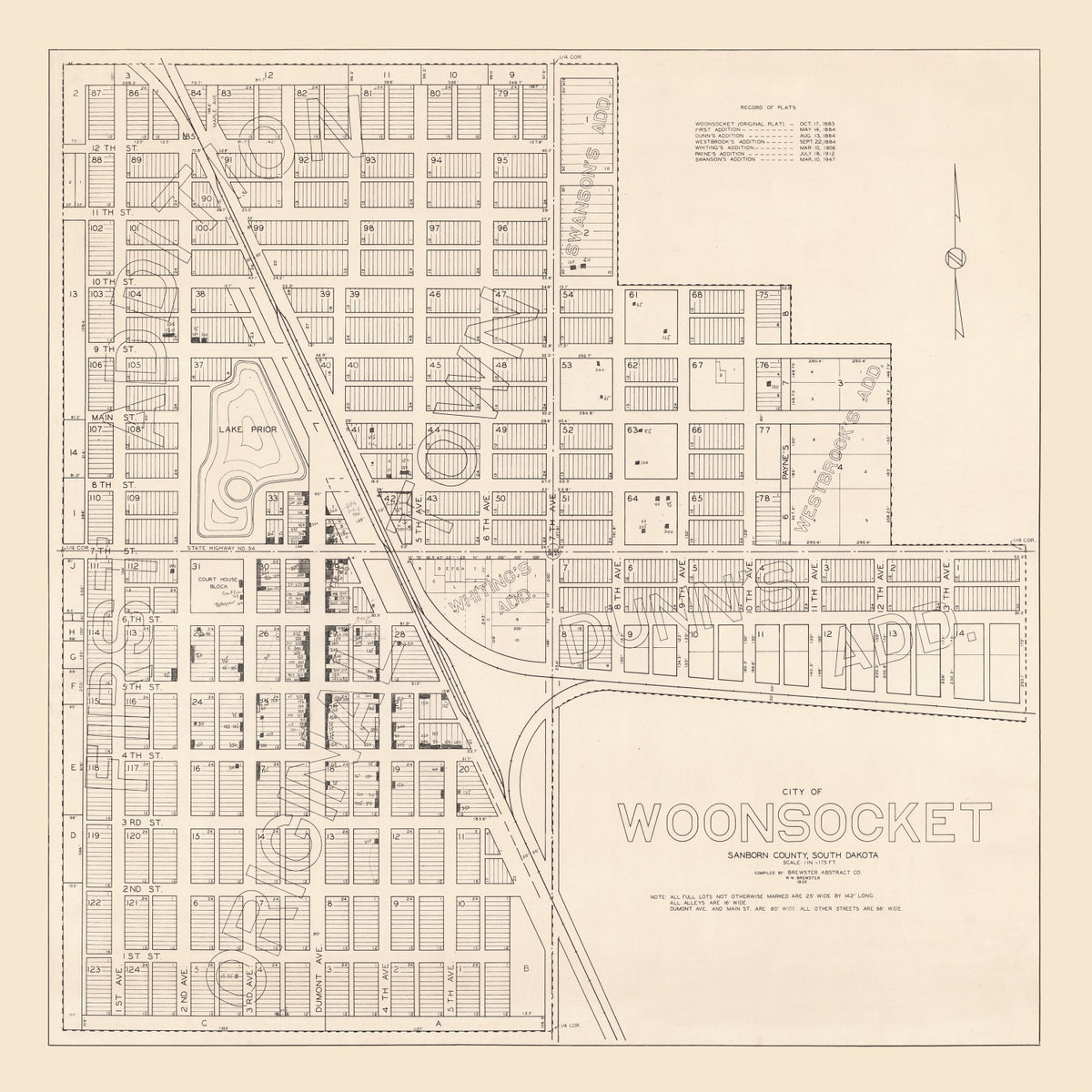Preview of Vintage Map of Woonsocket, South Dakota 1950
