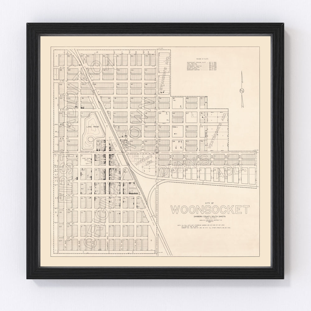 Woonsocket Vintage Map 1950
