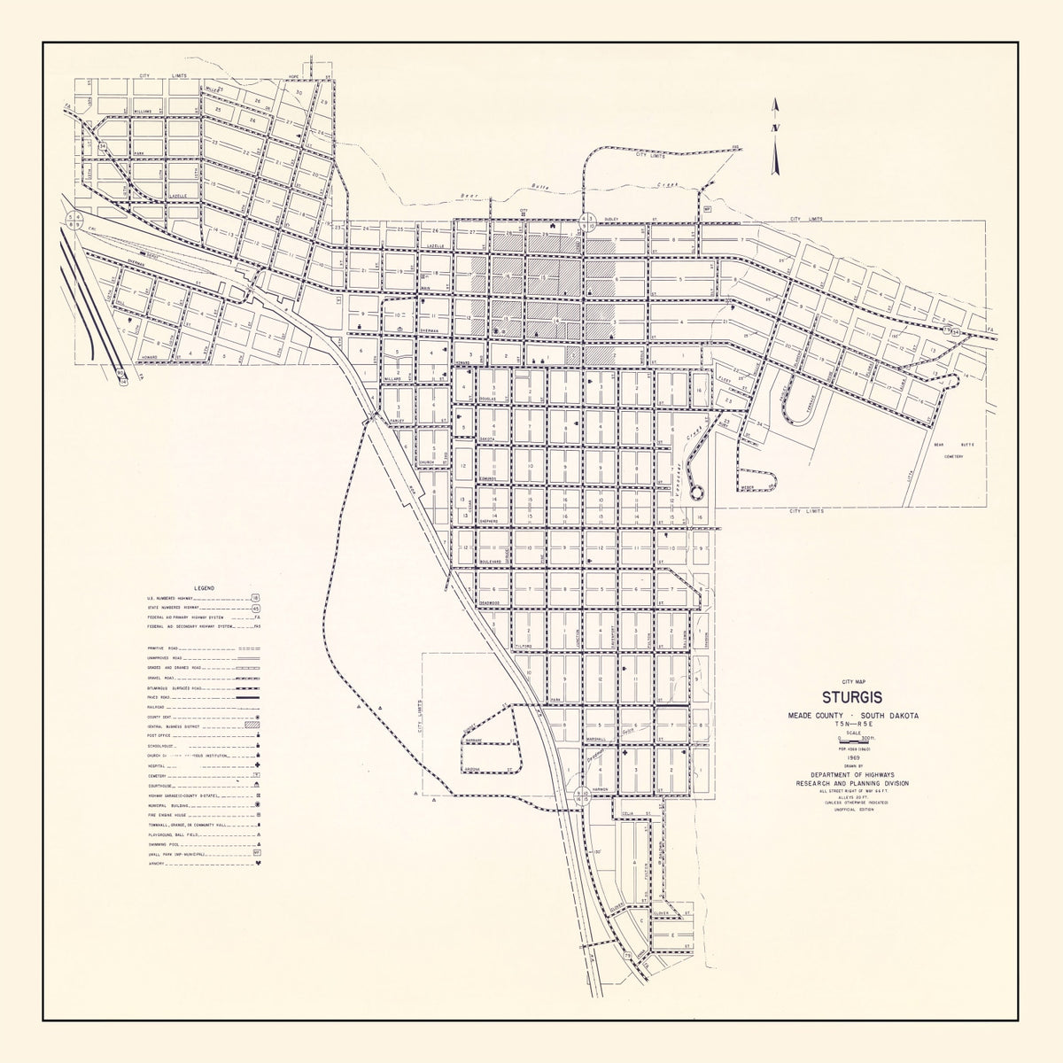 Preview of Vintage Map of Sturgis, South Dakota 1969