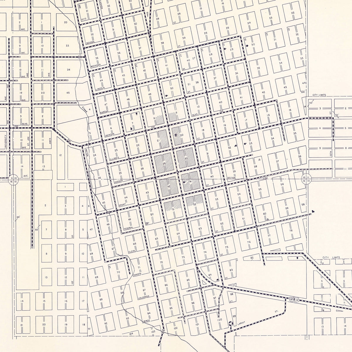 Restored historic details from the 1969 city map of Spearfish, South Dakota