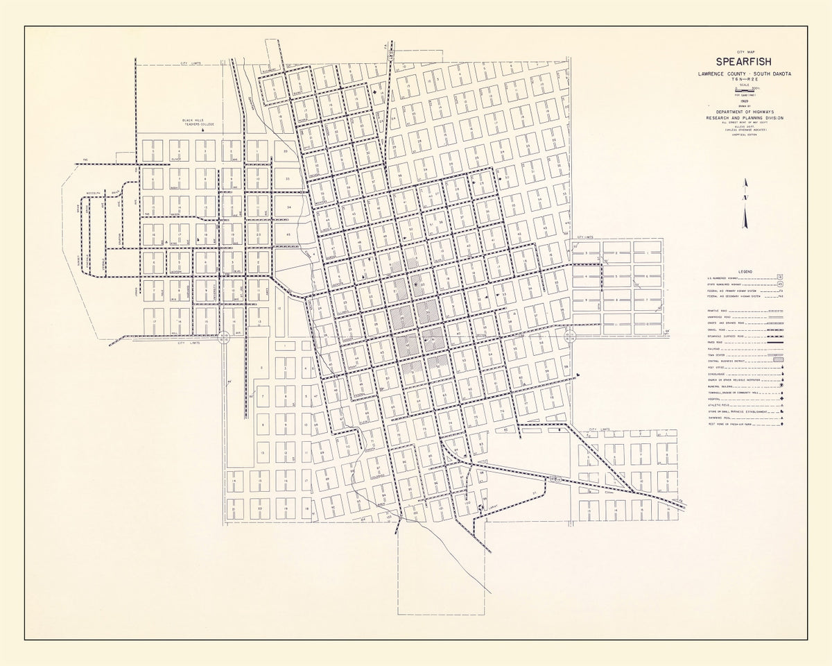 Preview of Vintage Map of Spearfish, South Dakota 1969
