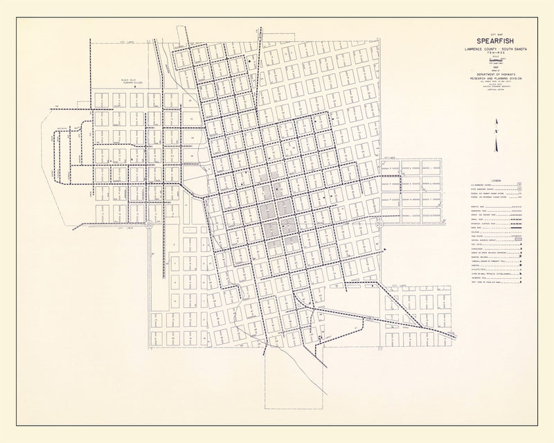 Size comparison using Vintage Map of Spearfish, South Dakota 1969