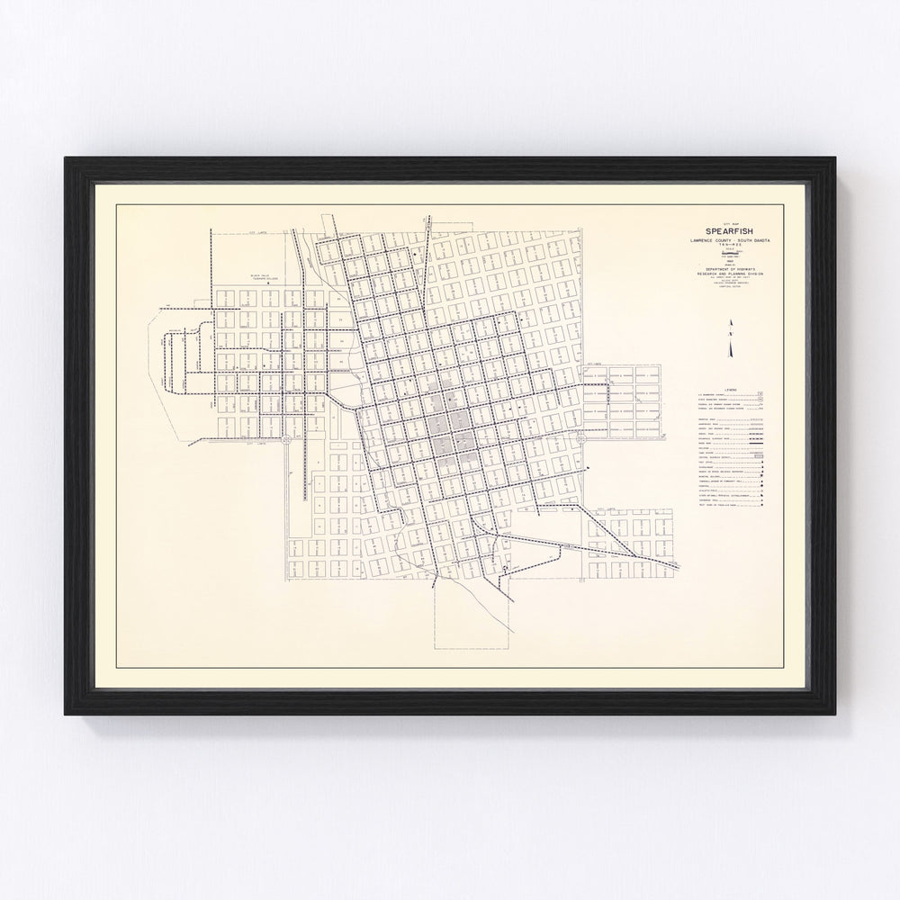 Spearfish Vintage Map 1969