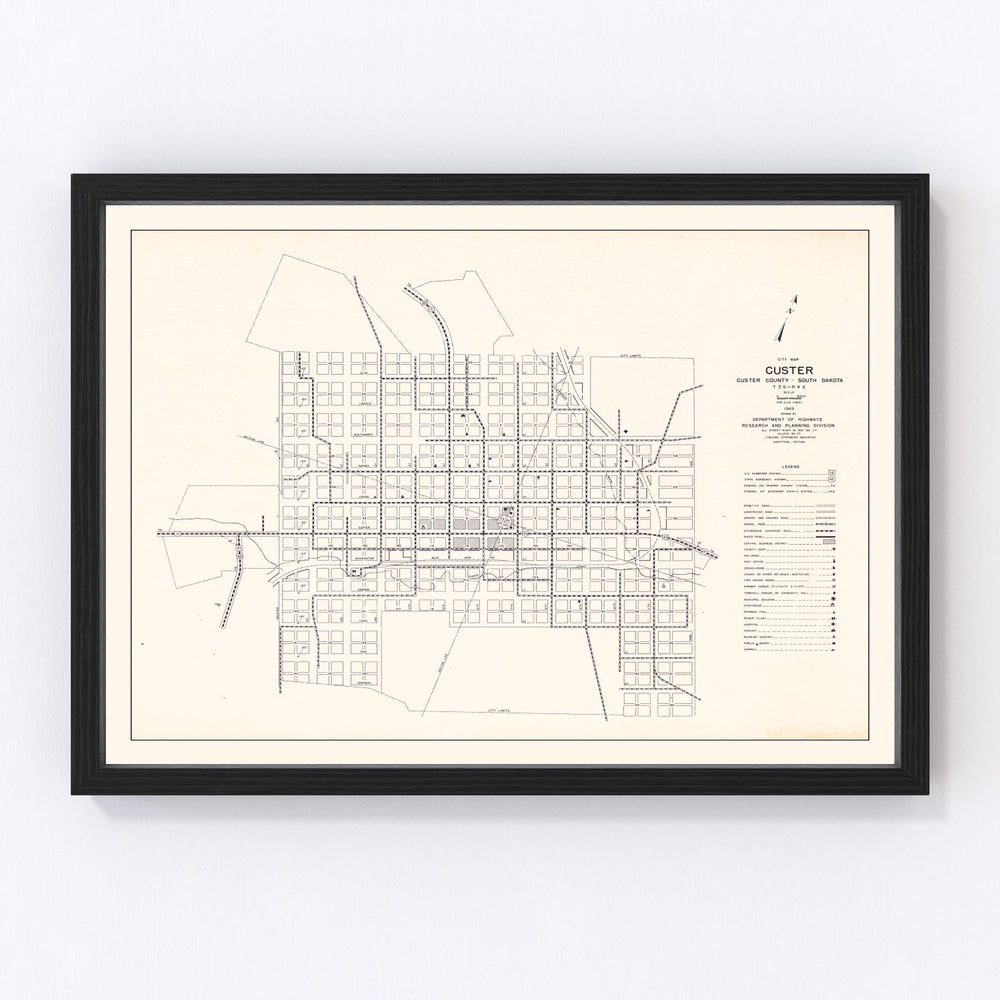 Custer Vintage Map 1969
