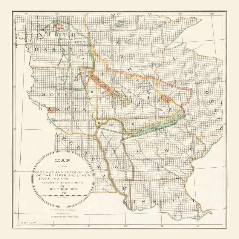 Size comparison using Vintage Native American Reservations Map 1897