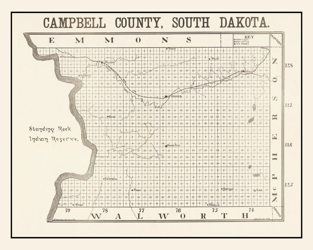 Preview of Vintage Map of Campbell County, South Dakota 1908