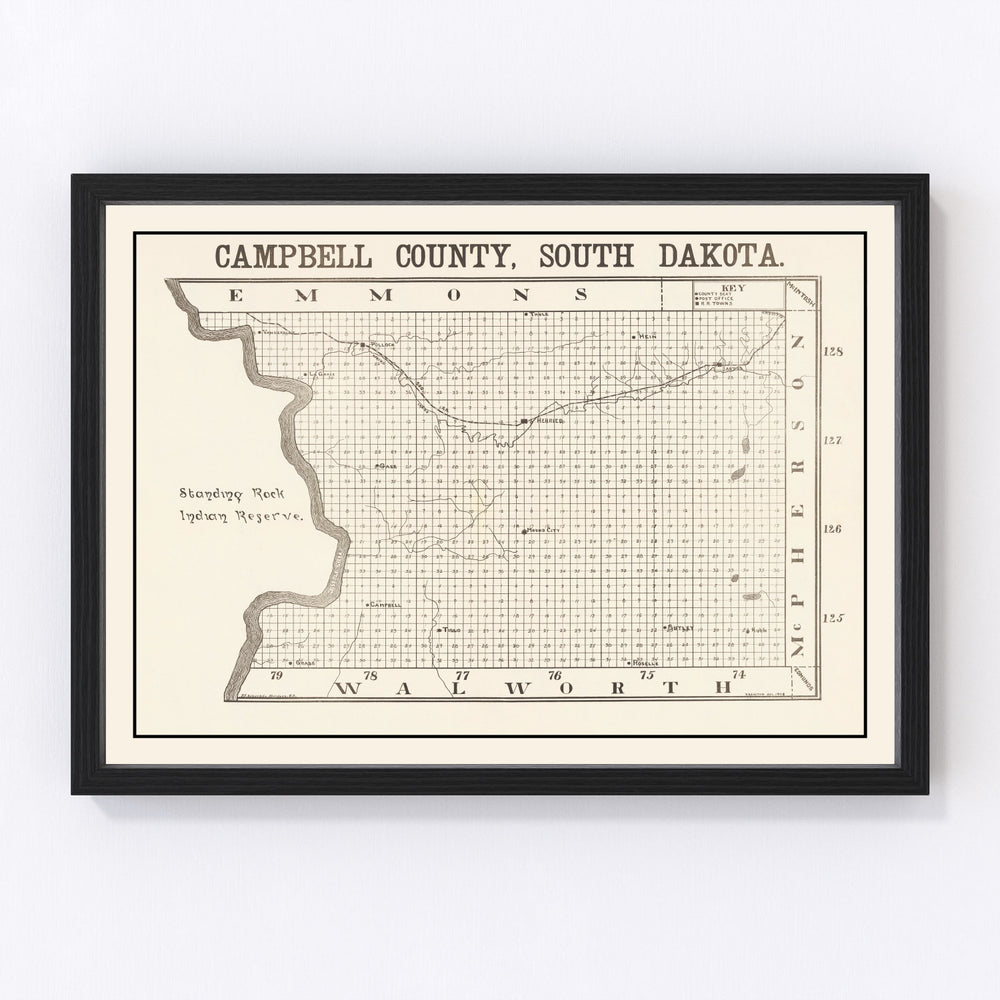 Campbell County Vintage Map 1908
